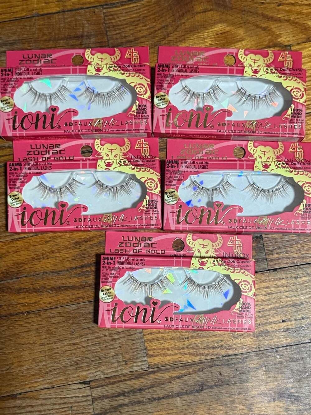 Lot of 5 Ioni Lunar Zodiac Lash of Gold Anime Doll Cluster 2-in-1 3D Faux Mink L